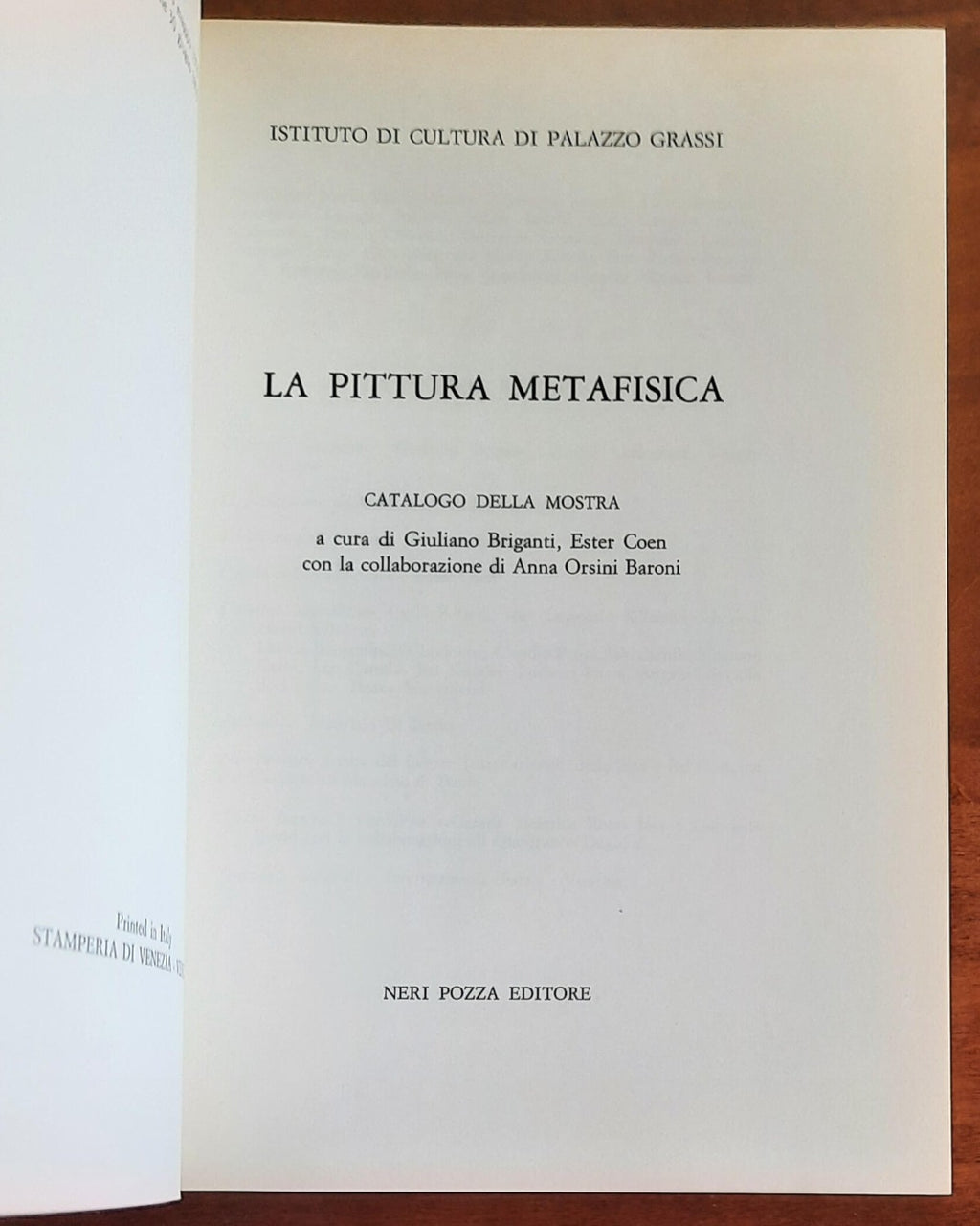 La pittura metafisica. Catalogo della mostra