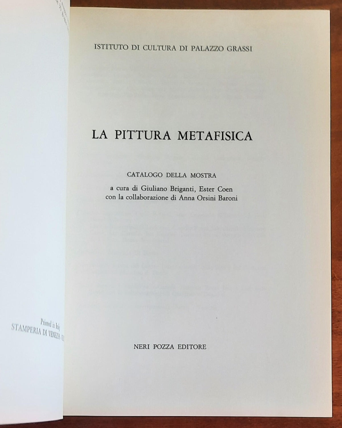 La pittura metafisica. Catalogo della mostra