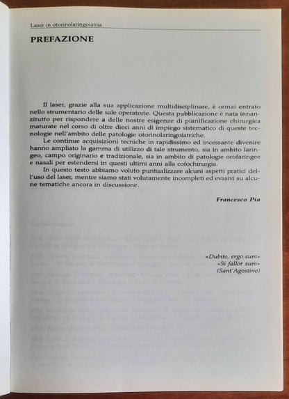 Laser in otorinolaringoiatria - G. Merlo, F. Pia, P. Pisani - Documento Editoriale
