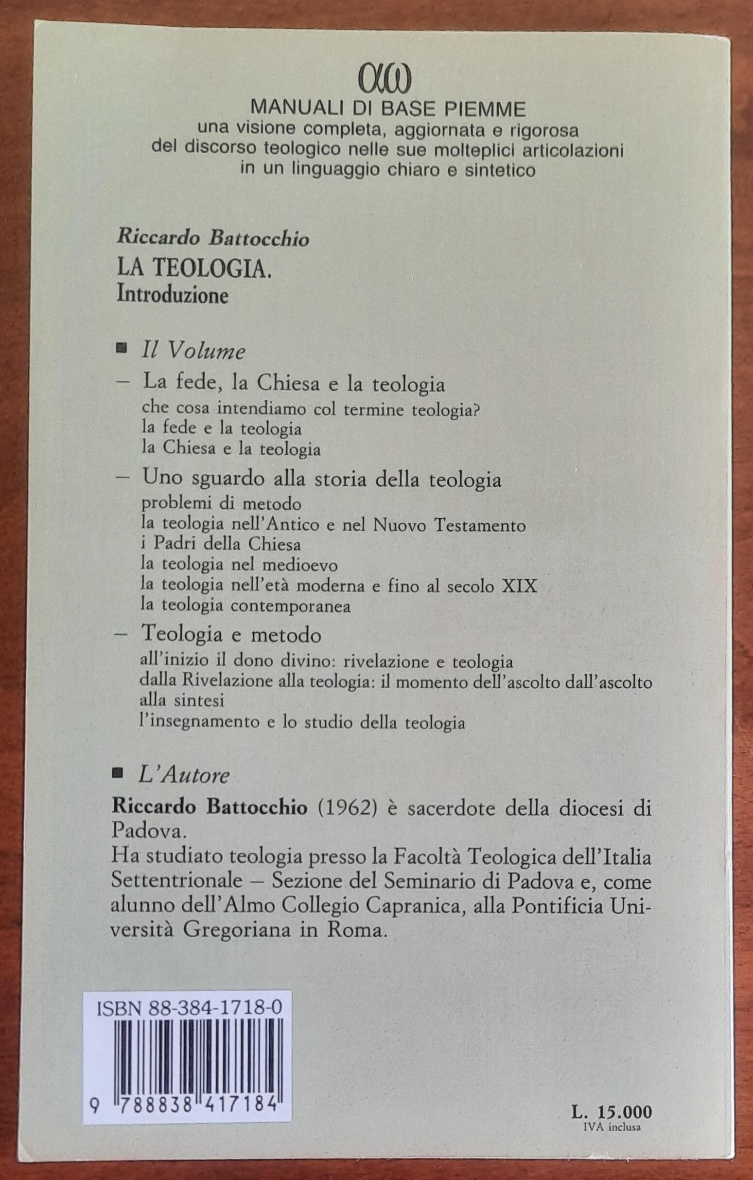 La teologia. Introduzione - Riccardo Battocchio - Piemme