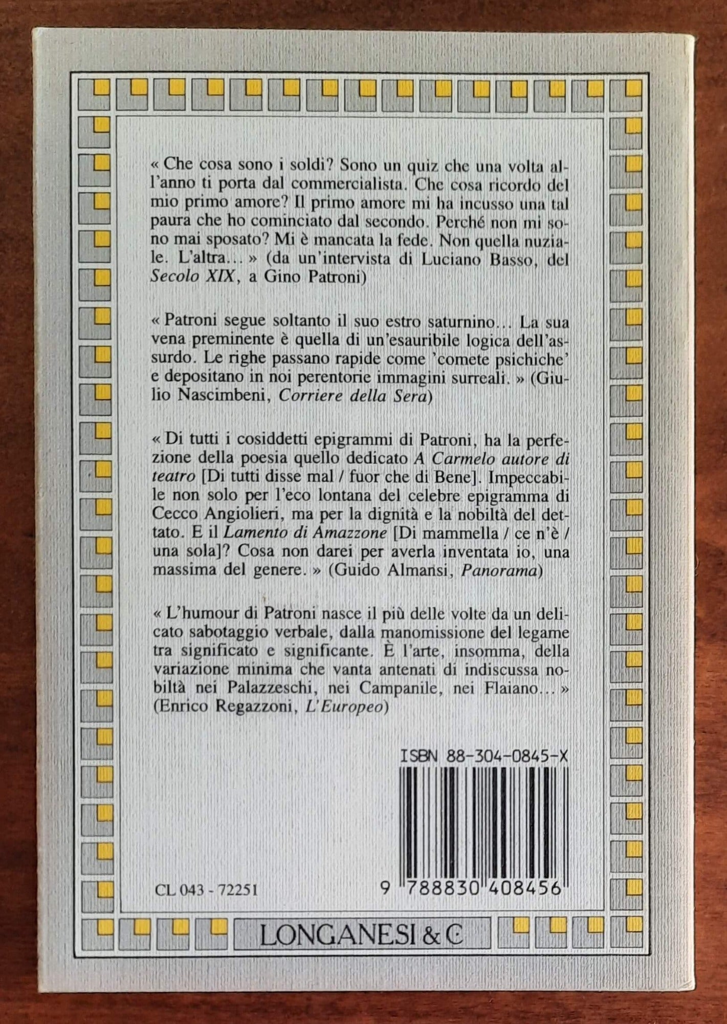 La vita è bella e scarso l’avvenir. Epigrammi - di Gino Patroni