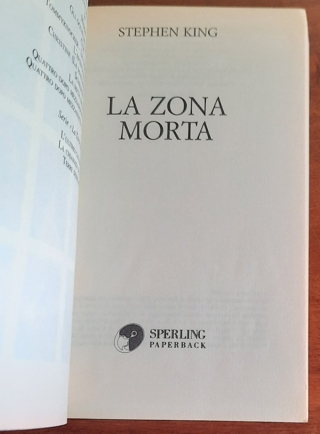 La zona morta - di Stephen King - 1998 - Libreria Biellese