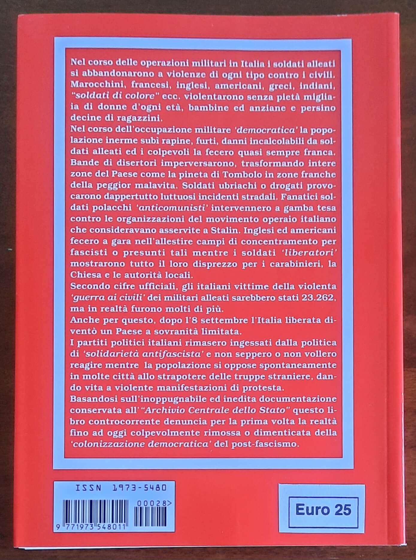 Le «Marocchinate», gli alleati e la guerra ai civili. Le vittime dell’occupazione militare straniera nell’Italia liberata (1943-1947)