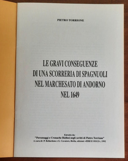Le gravi conseguenze di una scorreria di spagnuoli nel Marchesato di Andorno nel 1649