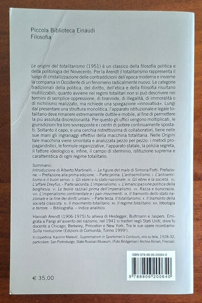 Le origini del totalitarismo - Hannah Arendt - Einaudi