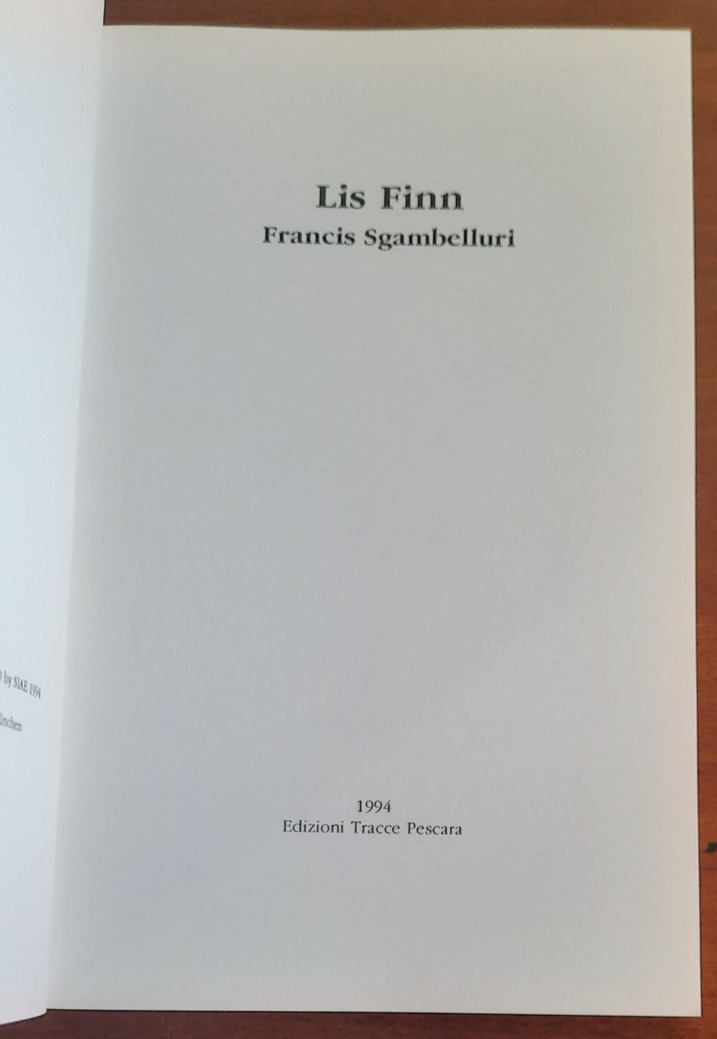 Lis Finn - di F. Sgambelluri - 1994 - Libreria Biellese
