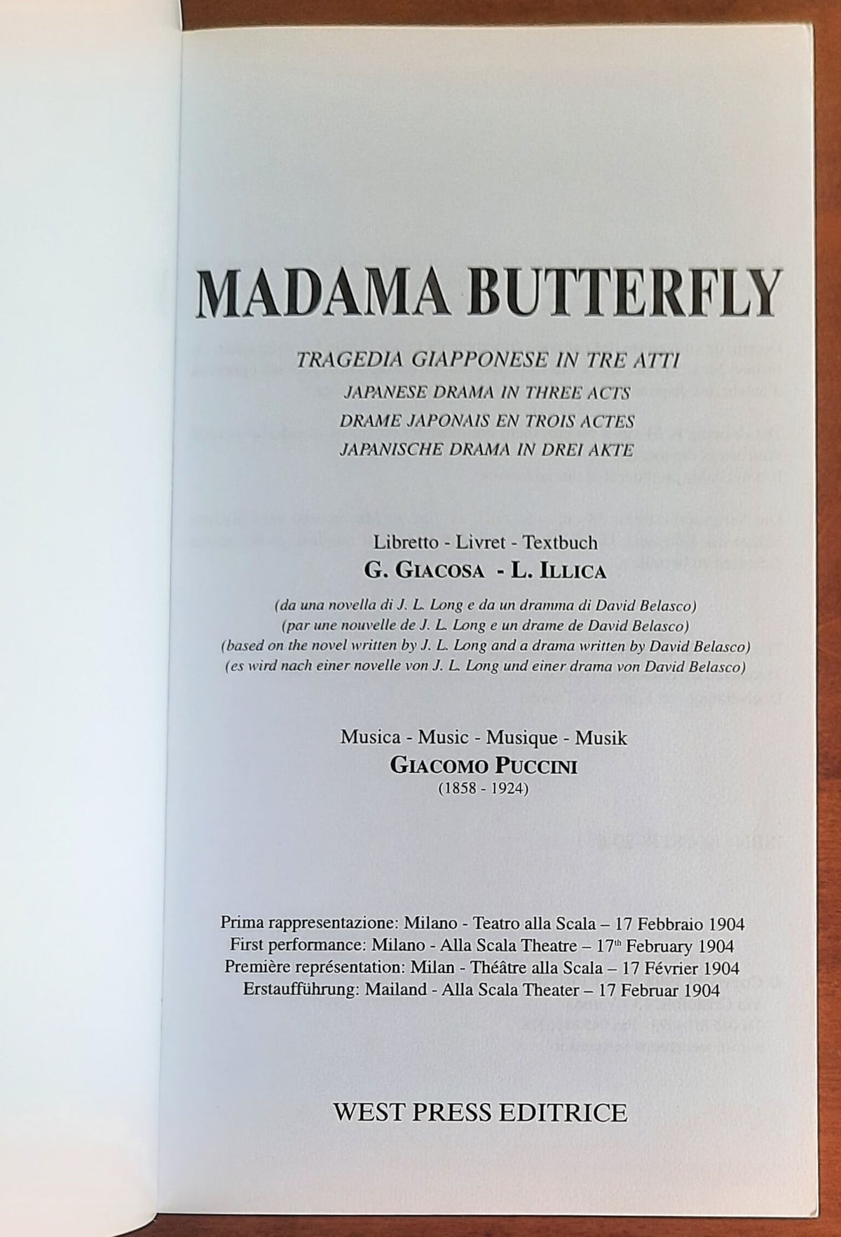 Madama Butterfly. Tragedia giapponese in tre atti - West Press Editrice