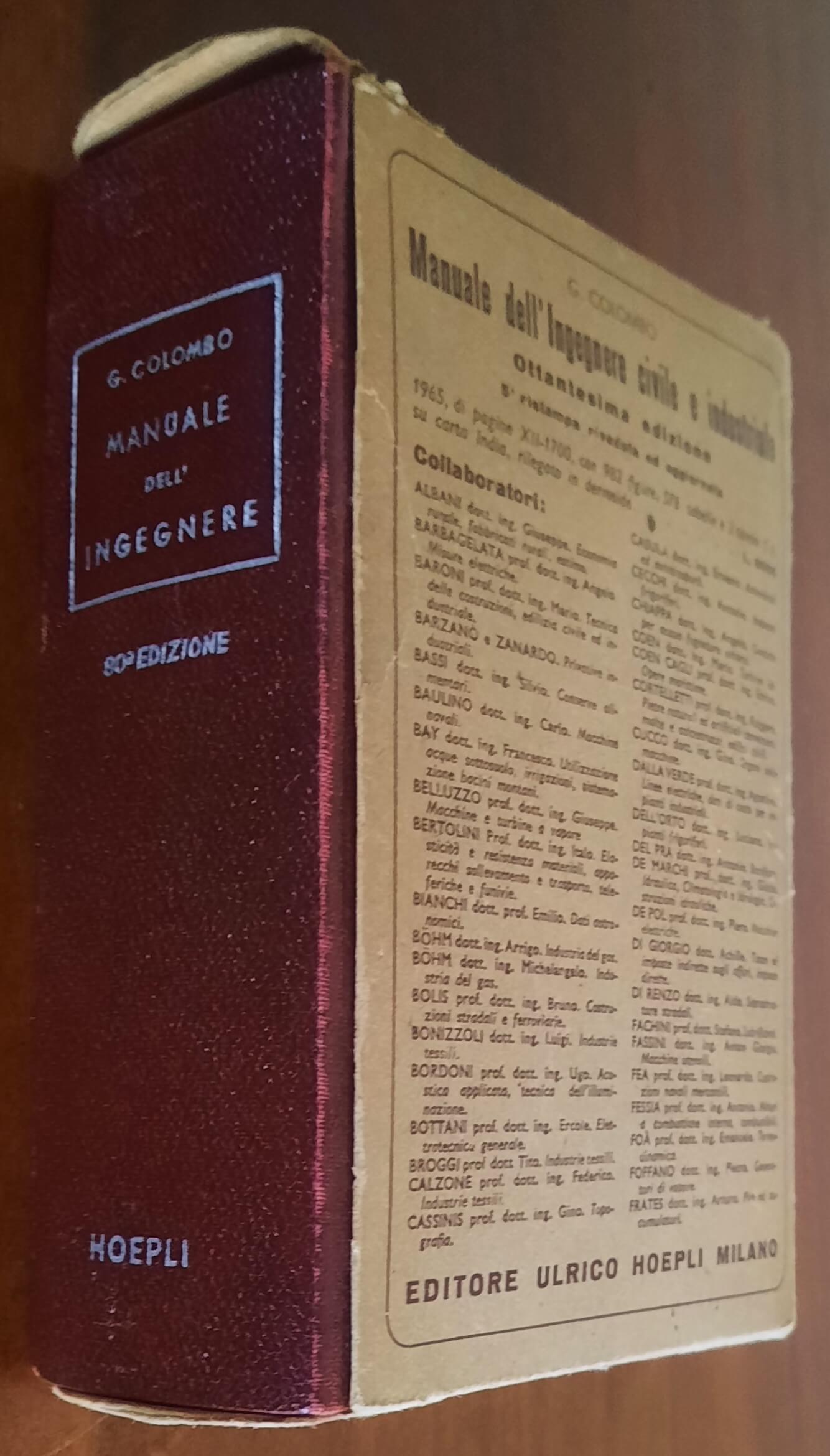 Manuale dell’ingegnere civile e industriale - Giuseppe Colombo - Hoepli
