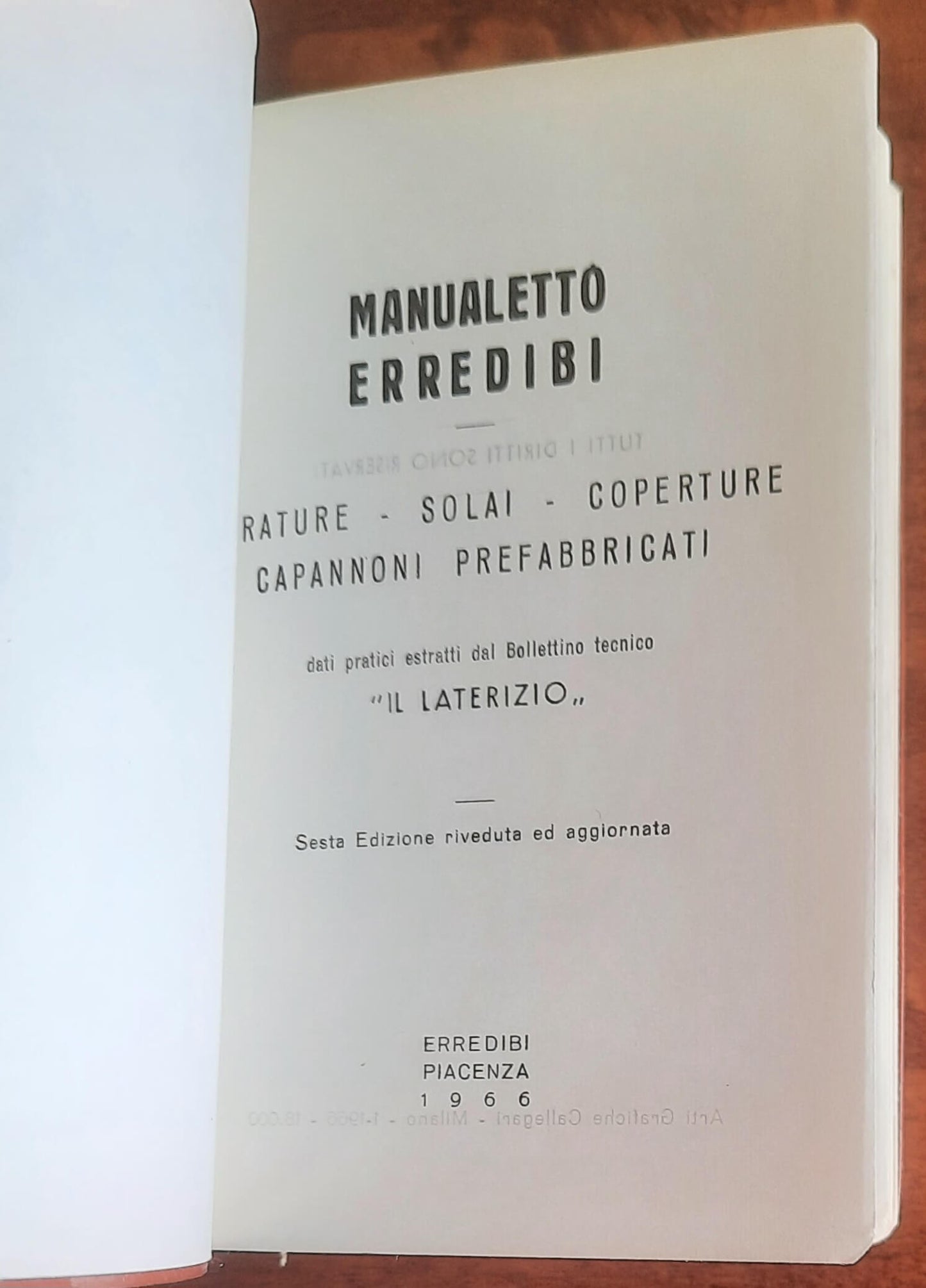 Manualetto Erredibi. Murature - solai - coperture capannoni prefabbricati - 1966