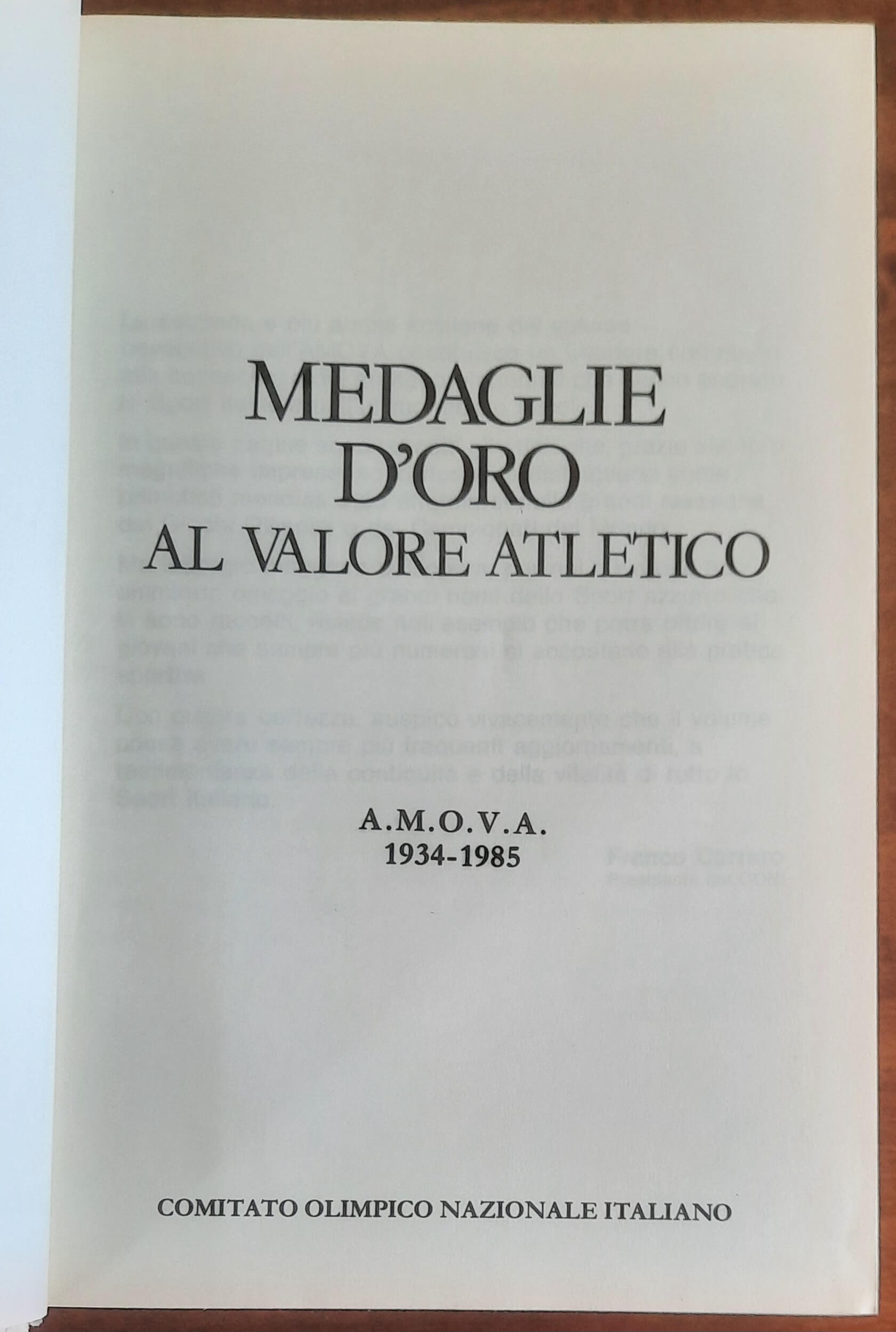 Medaglie d’Oro al Valore Atletico A.M.O.V.A. 1934 - 1985