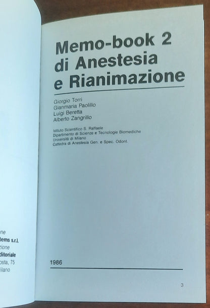 Memo-book 2 di anestesia e rianimazione - Medical Systems