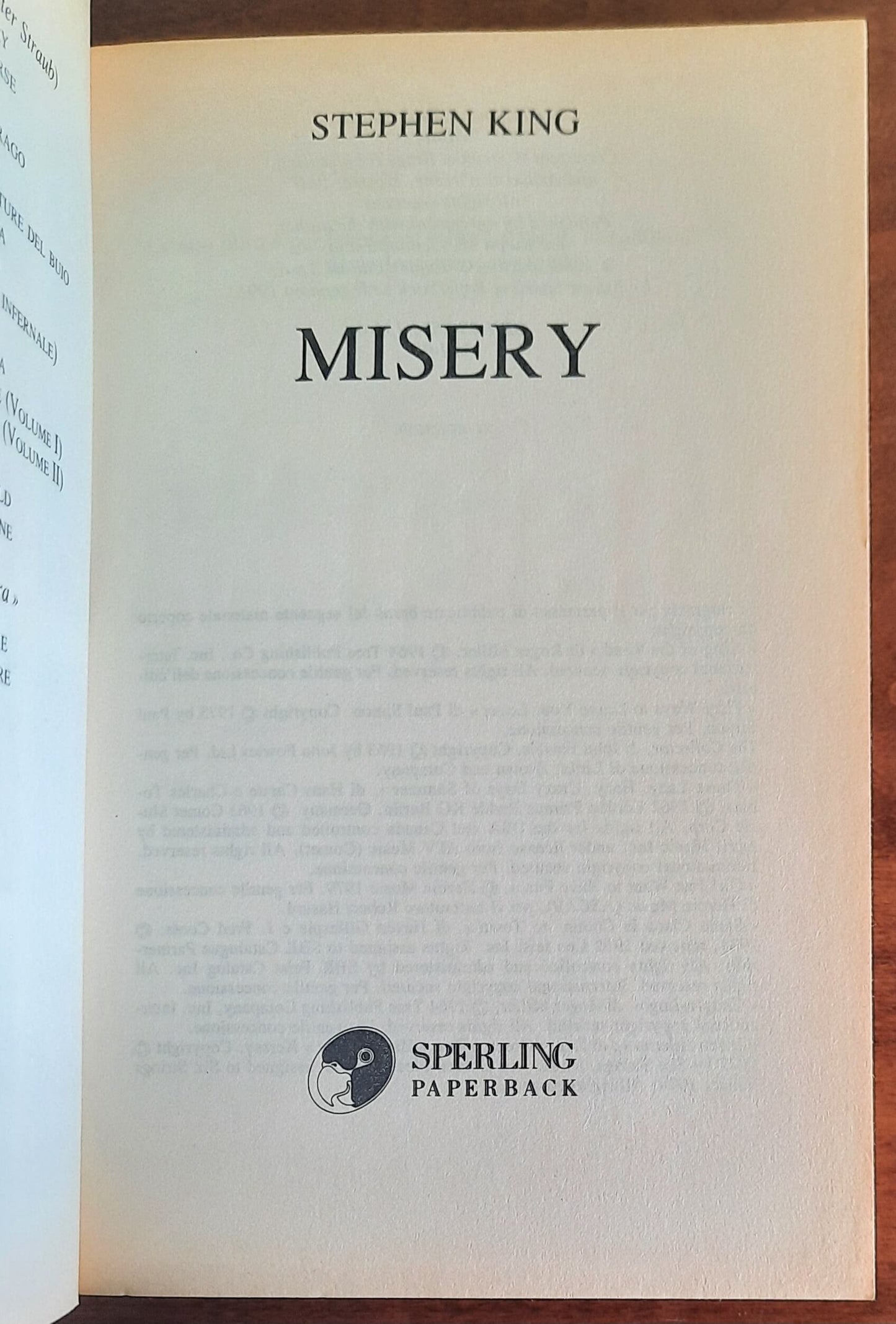 Misery - di Stephen King - Sperling Paperback