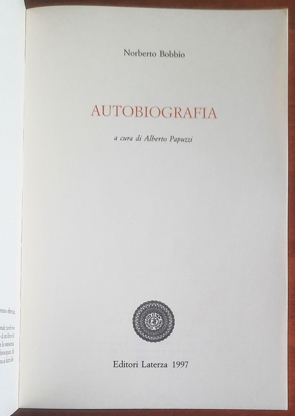 Norberto Bobbio: Autobiografia - Editori Laterza