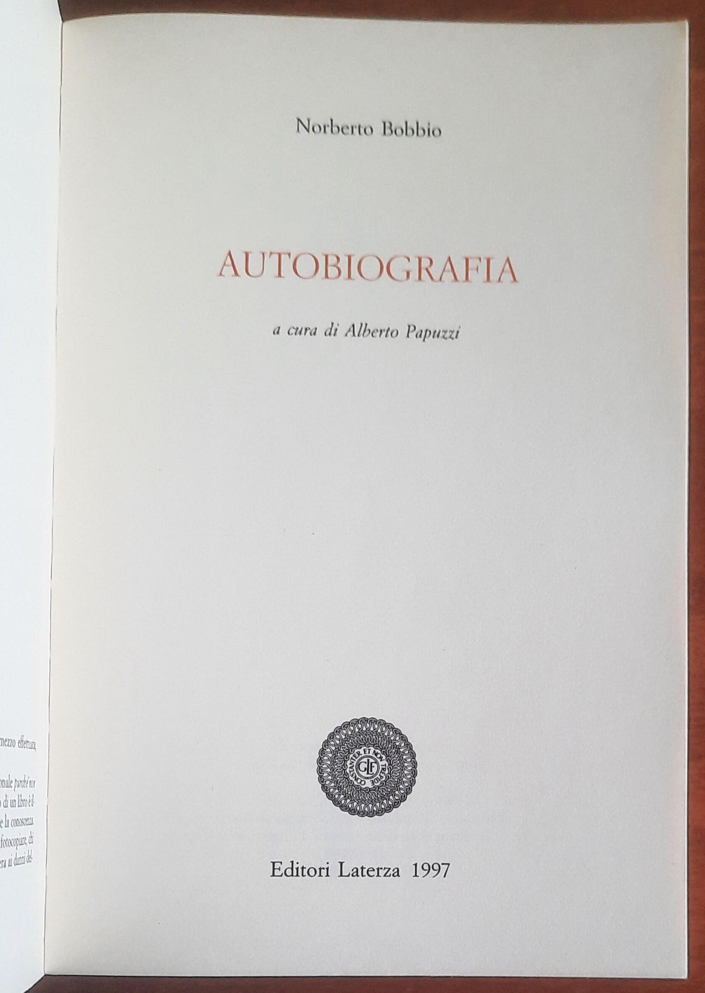 Norberto Bobbio: Autobiografia - Editori Laterza