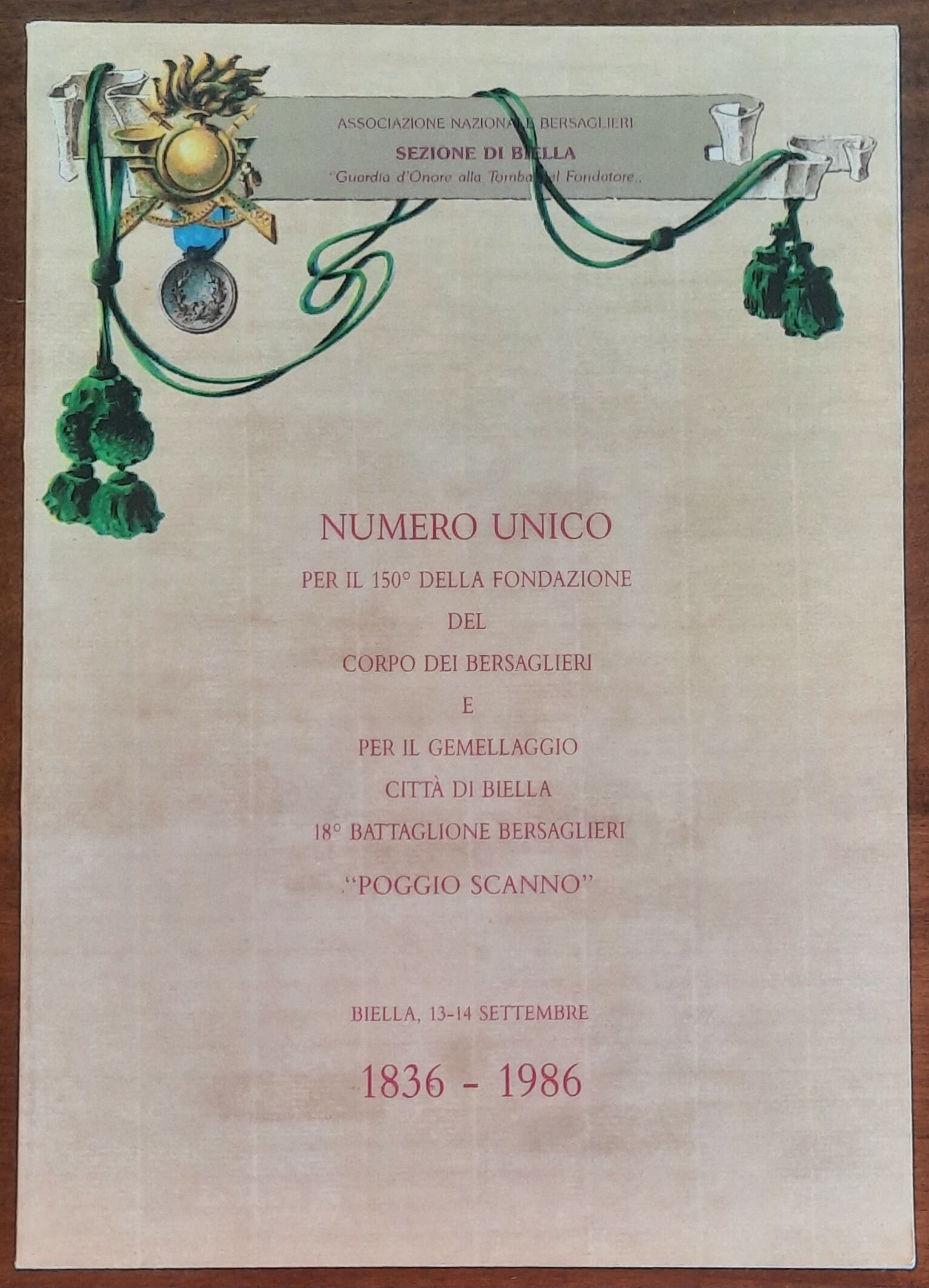 Numero unico per il 150° della fondazione del Corpo dei Bersaglieri