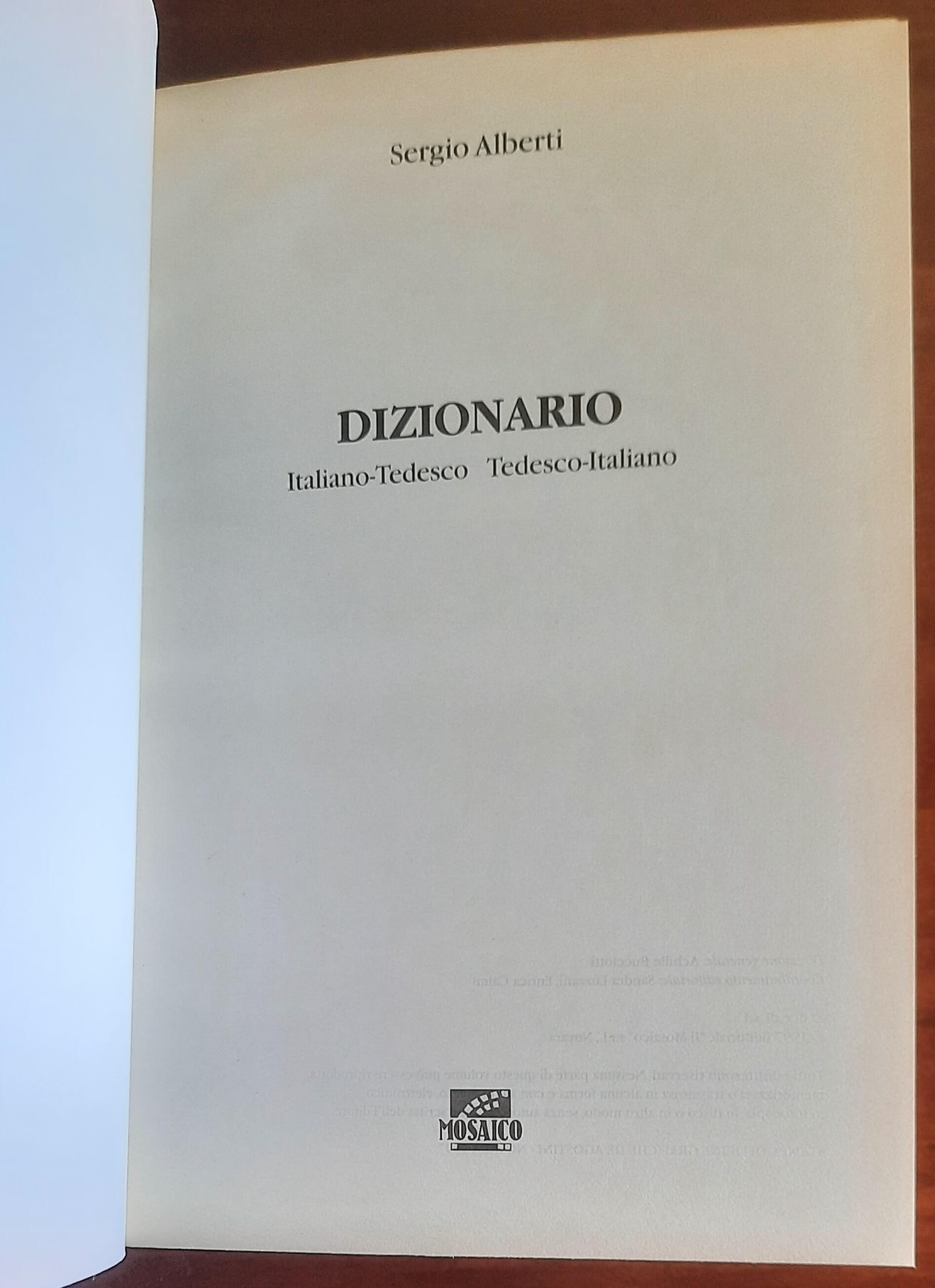 Nuovo dizionario Italiano/Tedesco - Tedesco/Italiano - Editoriale Il Mosaico