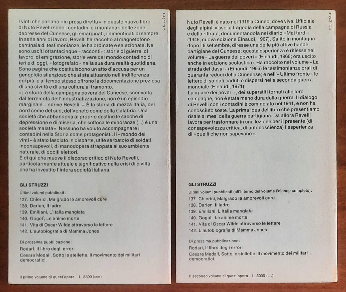 Nuto Revelli: Il mondo dei vinti. Testimonianze di vita contadina - 2 vol.