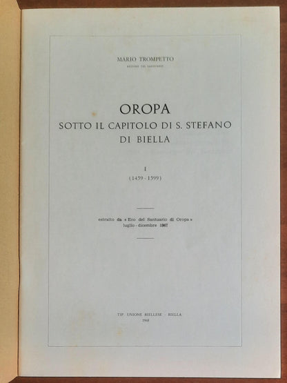 Oropa sotto il Capitolo di S. Stefano di Biella - I (1459-1599)