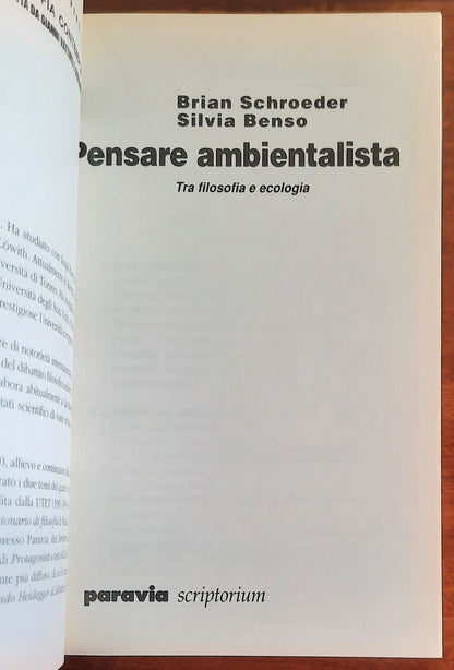 Pensare ambientalista. Tra filosofia e ecologia - Brian Schroeder - Silvia Benso