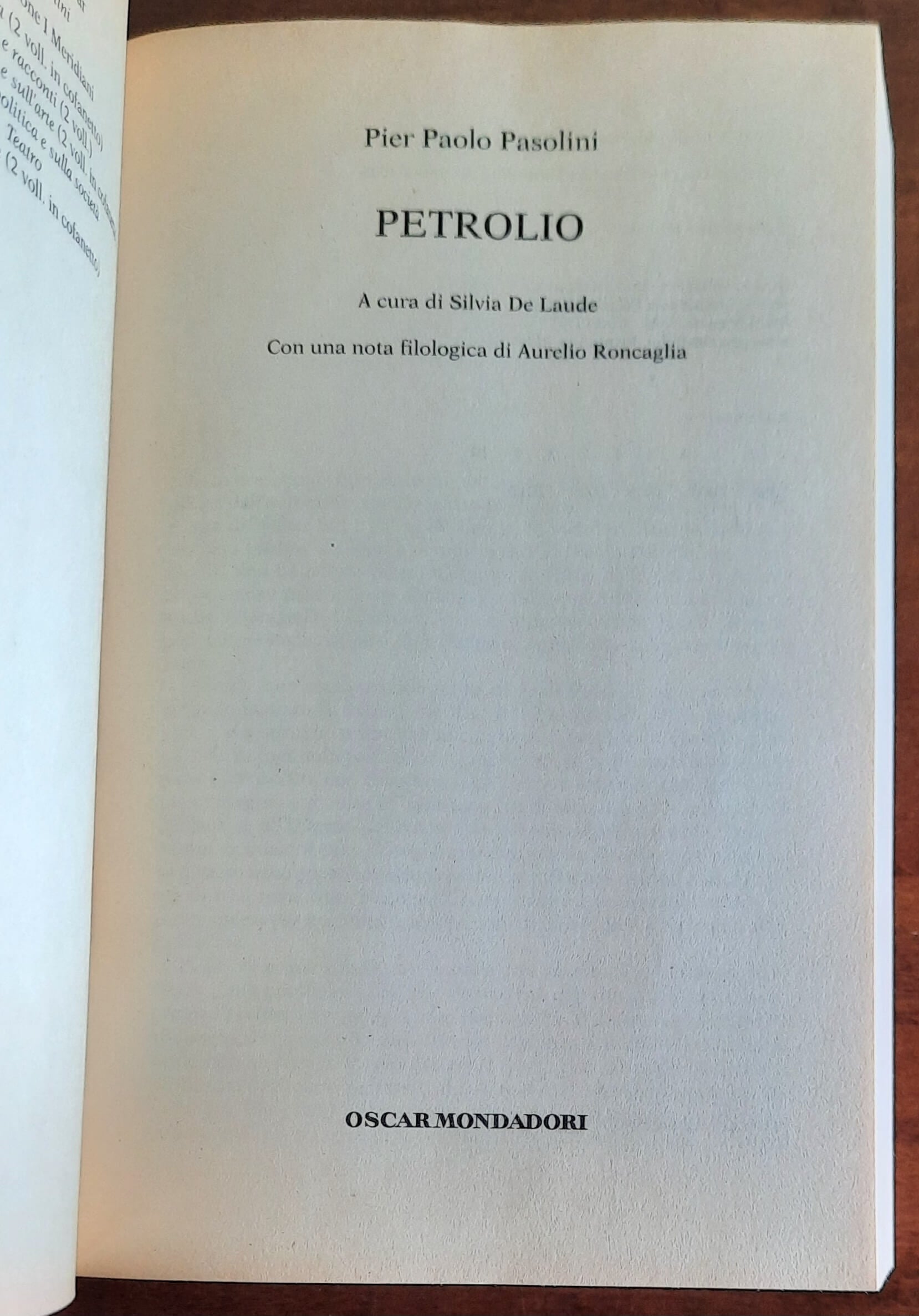 Petrolio - di Pier Paolo Pasolini - Mondadori