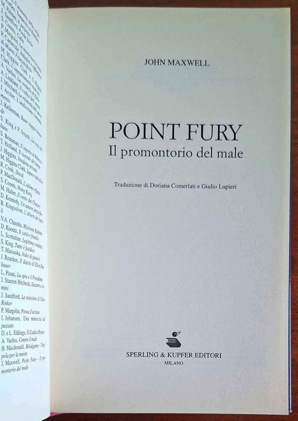 Point Fury. Il promontorio del male - di John Maxwell - Sperling & Kupfer