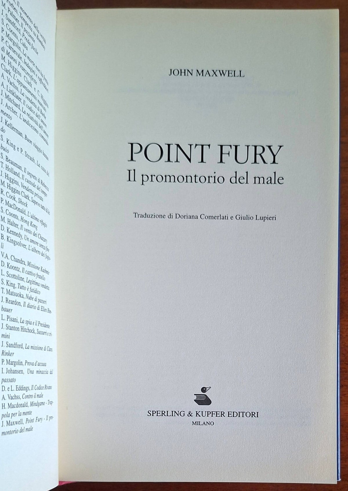 Point Fury. Il promontorio del male - di John Maxwell - Sperling & Kupfer