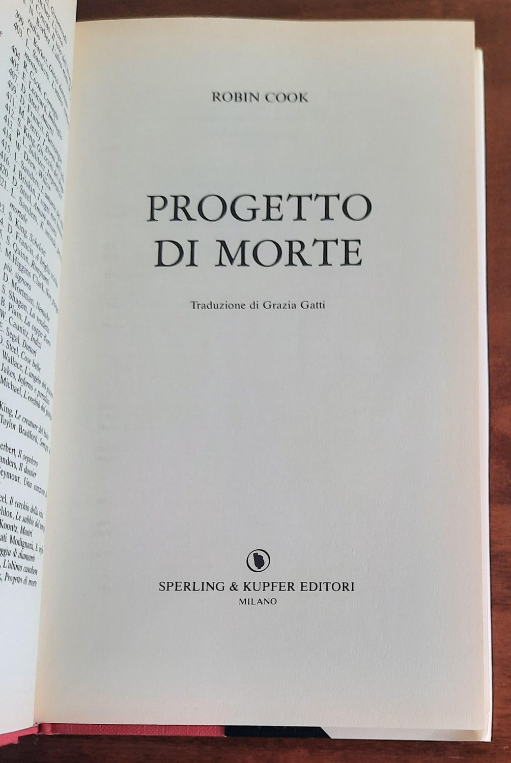 Progetto di morte - di Robin Cook - Sperling & Kupfer