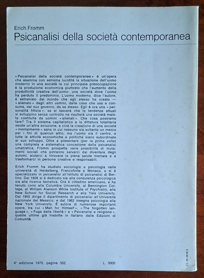 Psicanalisi della società contemporanea - Erich Fromm - Edizioni Di Comunità