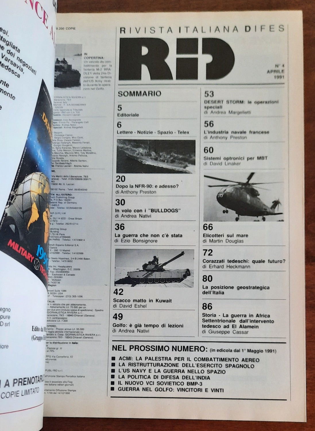 RID Rivista Italiana Difesa n. 4 Aprile 1991 - Speciale vittoria nel Golfo