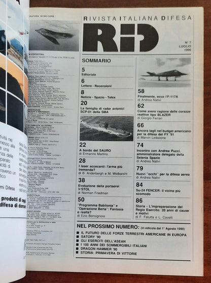 RID Rivista Italiana Difesa n. 7 Luglio 1990 - Speciale programma Babilonia