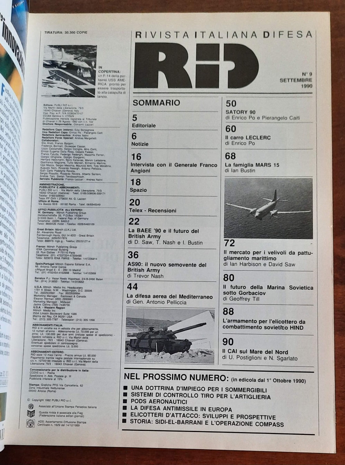 RID Rivista Italiana Difesa n. 9 Settembre 1990 - Speciale Satory ’90