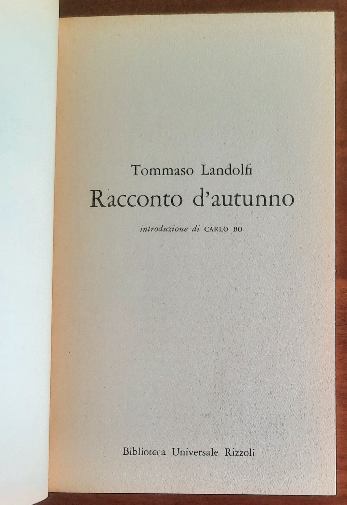 Racconto d’autunno - di Tommaso Landolfi - B.U.R - Libreria Biellese