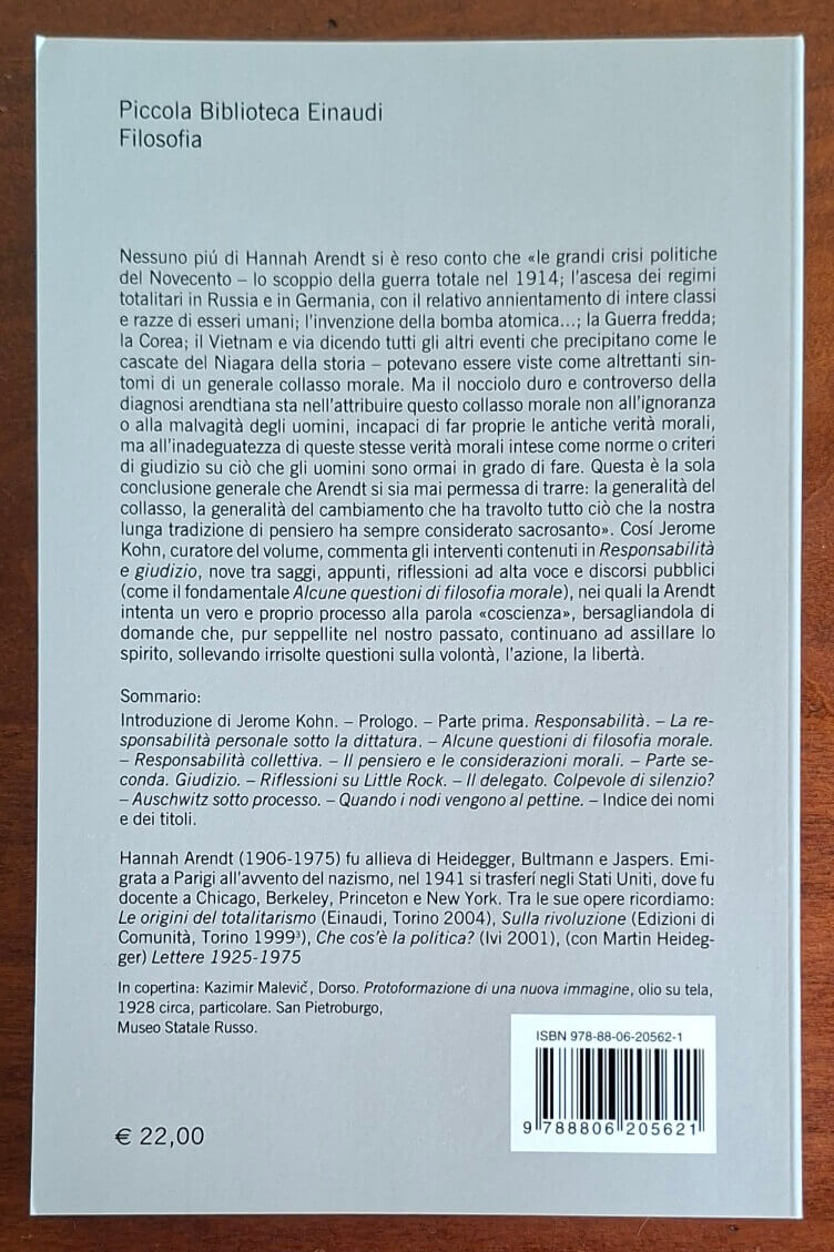 Responsabilità e giudizio - Hannah Arendt - Einaudi