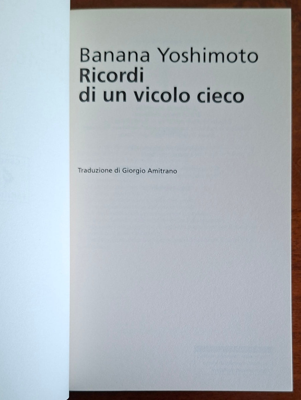 Ricordi di un vicolo cieco - Banana Yoshimoto - Feltrinelli