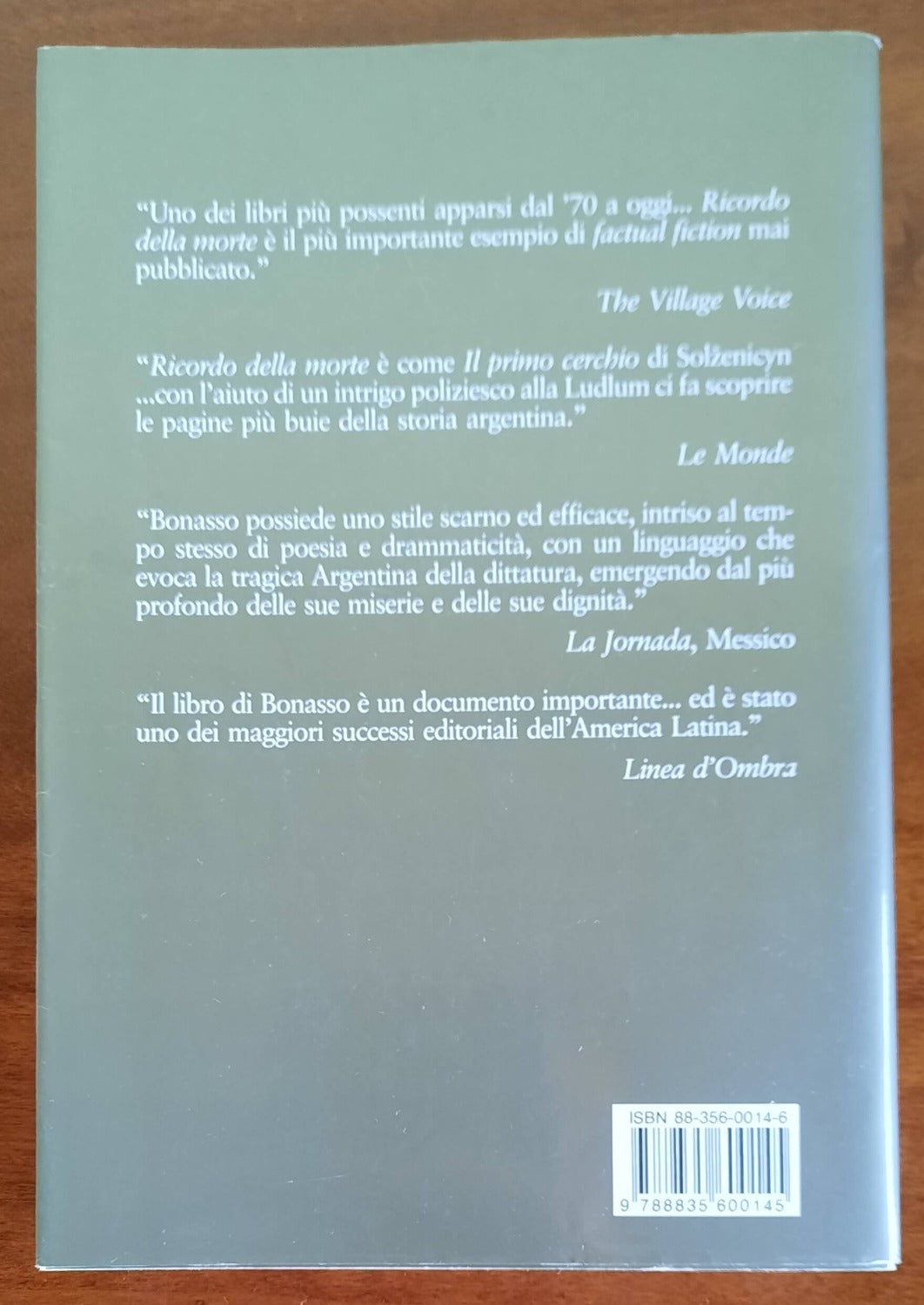 Ricordo della morte - di Miguel Bonasso - Libreria Biellese