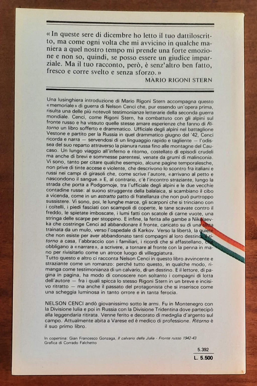 Ritorno. La drammatica esperienza degli alpini sul fronte russo raccontata da uno di loro