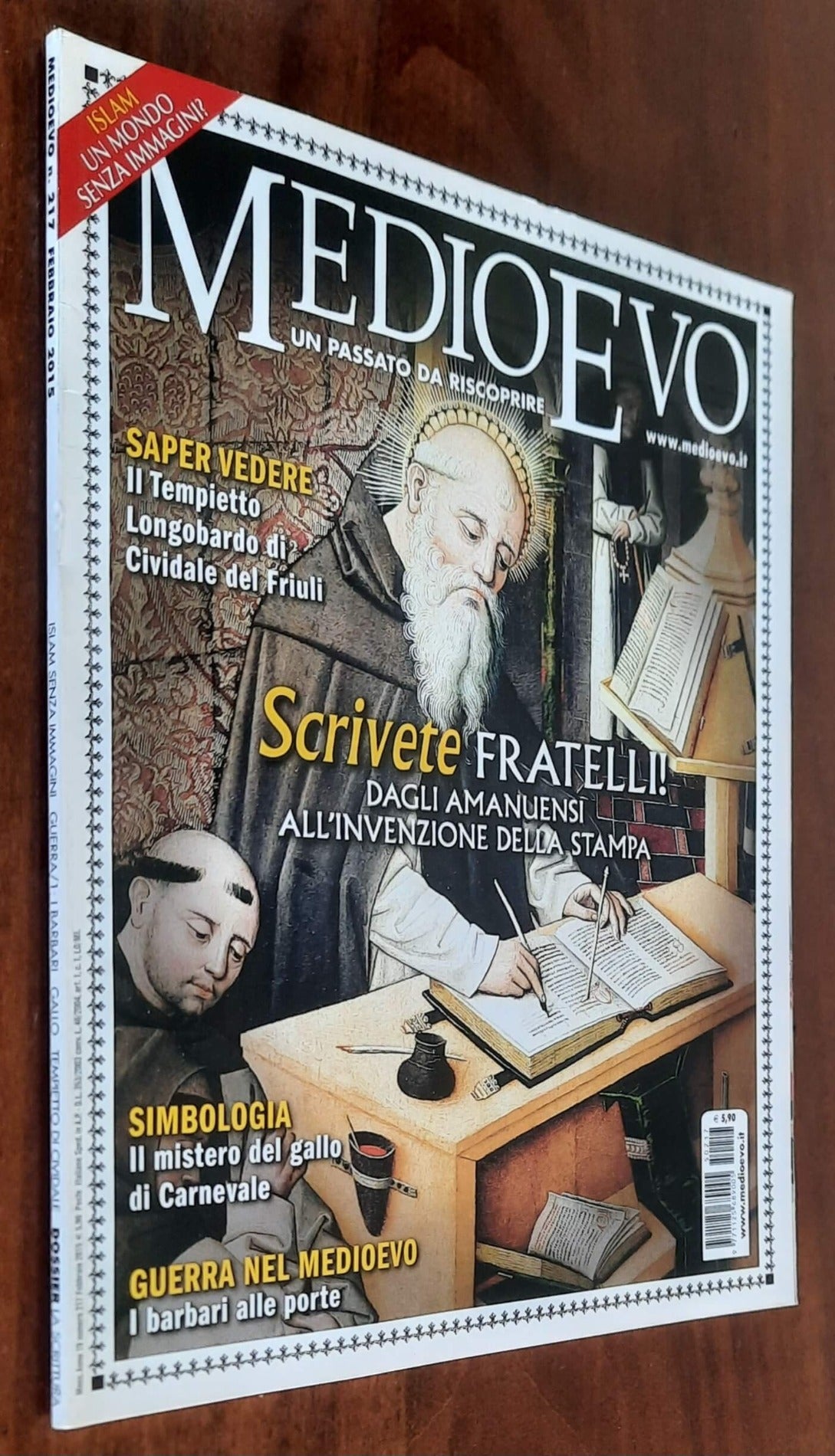 Rivista Medioevo n. 217 - Febbraio  2015 (Dagli amanuensi all'invenzione della stampa)