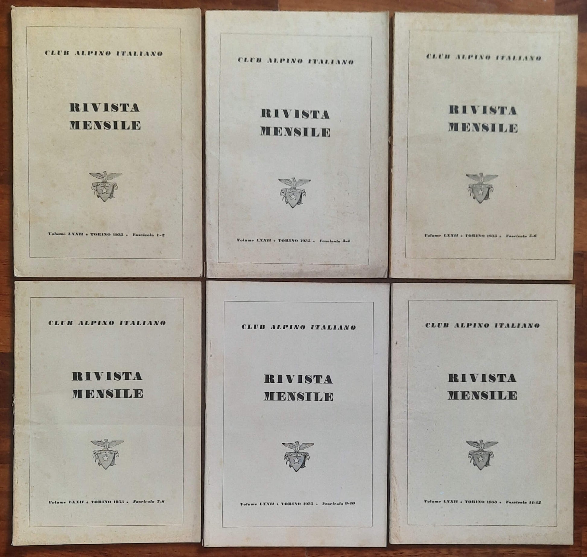 Rivista mensile del Club Alpino Italiano 1953 - Annata Completa