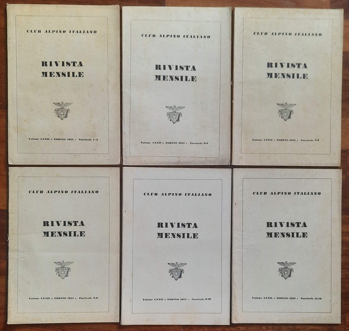 Rivista mensile del Club Alpino Italiano 1953 - Annata Completa