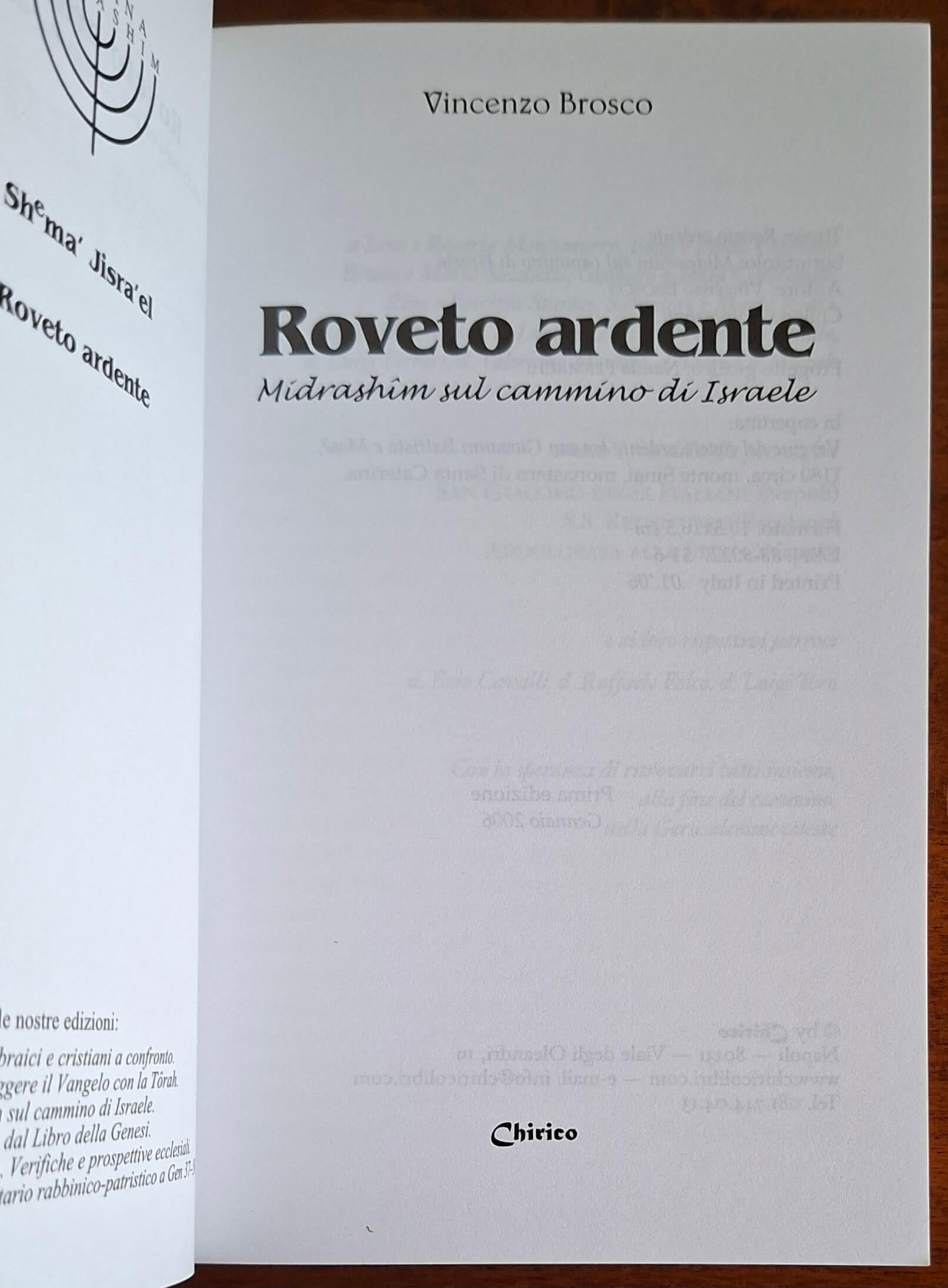 Roveto ardente. Midrashim sul cammino di Israele - Chirico