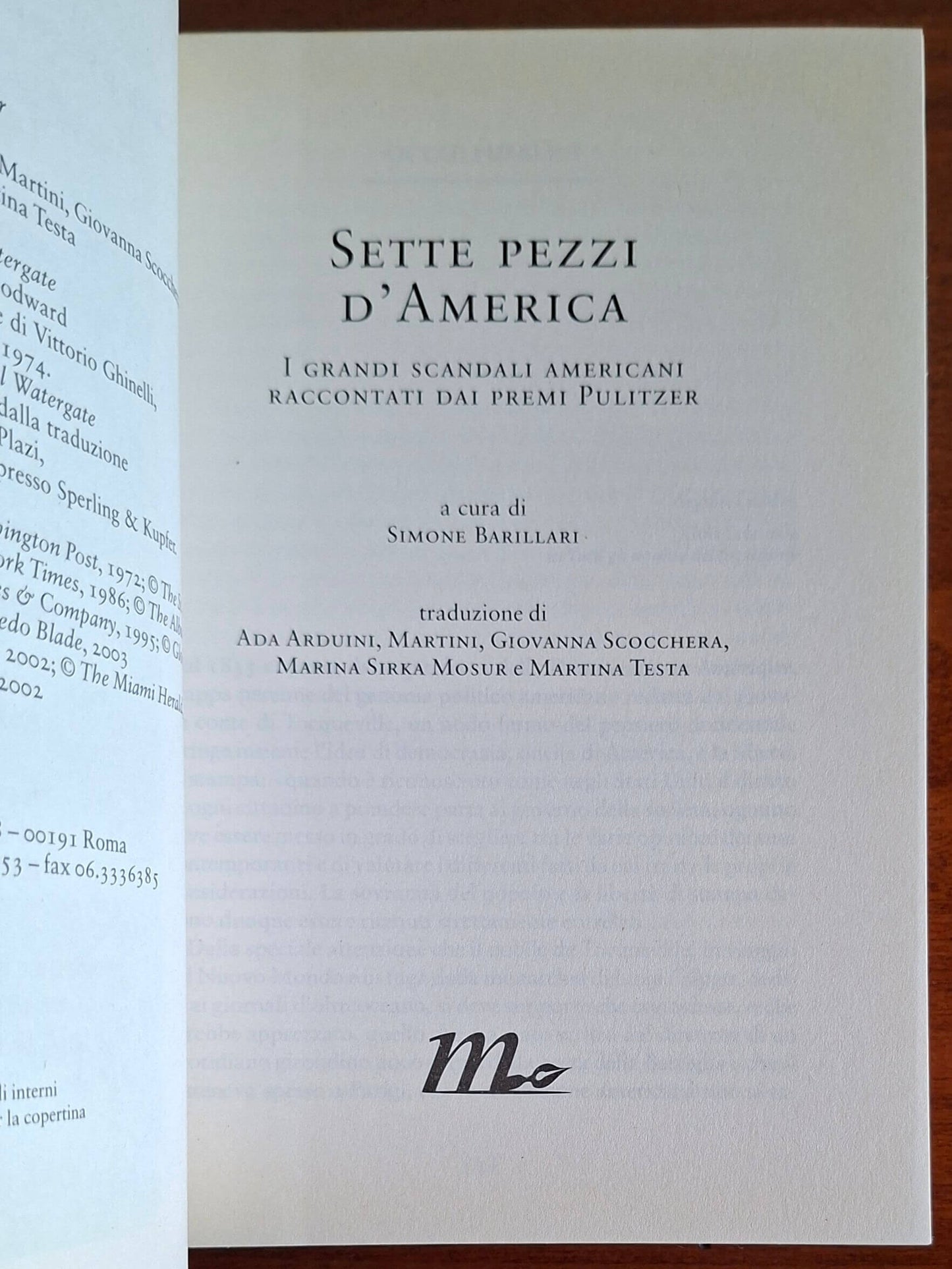 Sette pezzi d'America. I grandi scandali americani raccontati dai premi Pulitzer