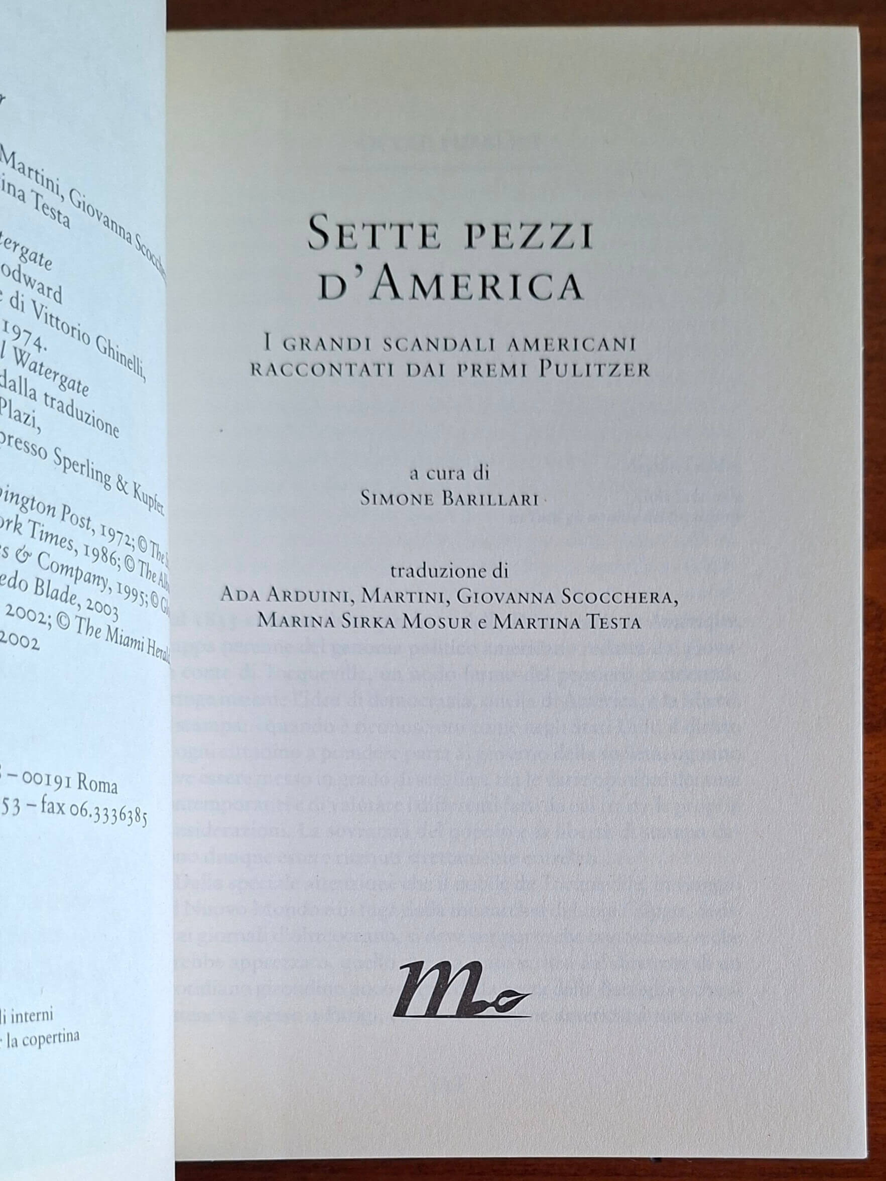 Sette pezzi d'America. I grandi scandali americani raccontati dai premi Pulitzer