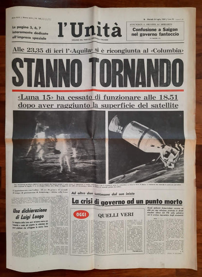 Stanno tornando - L'Unità del 22/7/1969 - Sbarco sulla Luna