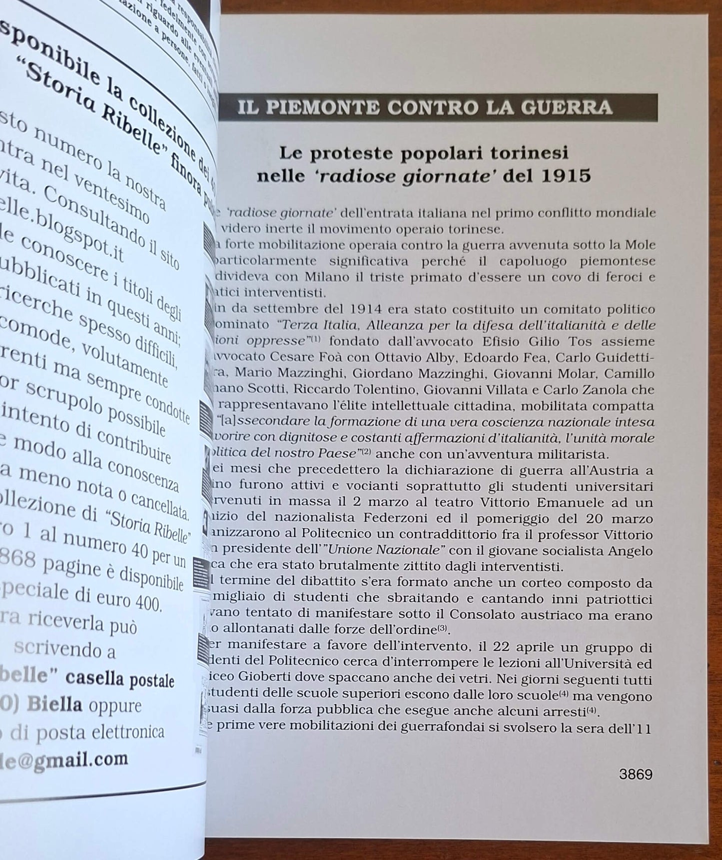 Storia Ribelle n. 41 - Il Piemonte contro la guerra