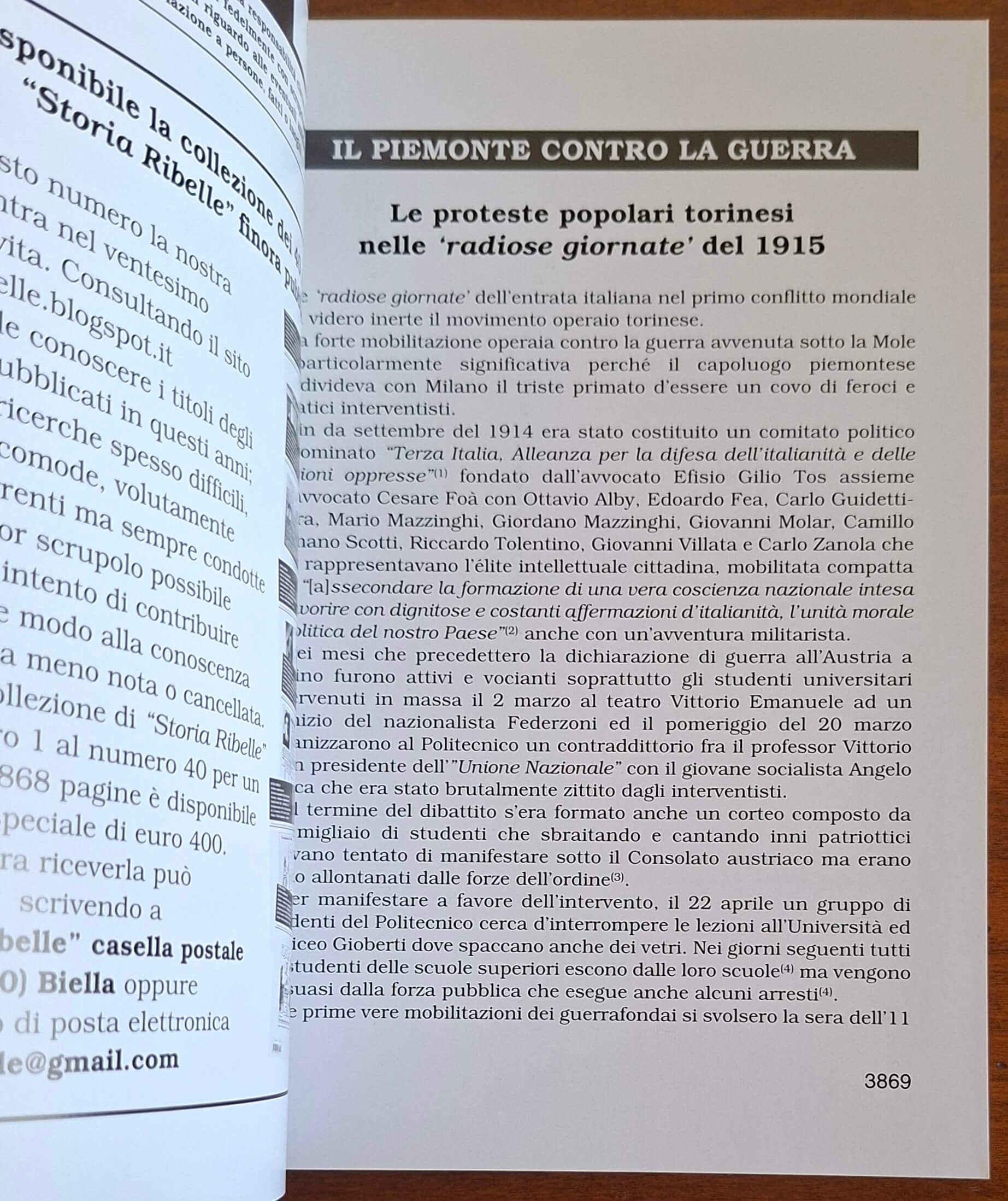 Storia Ribelle n. 41 - Il Piemonte contro la guerra