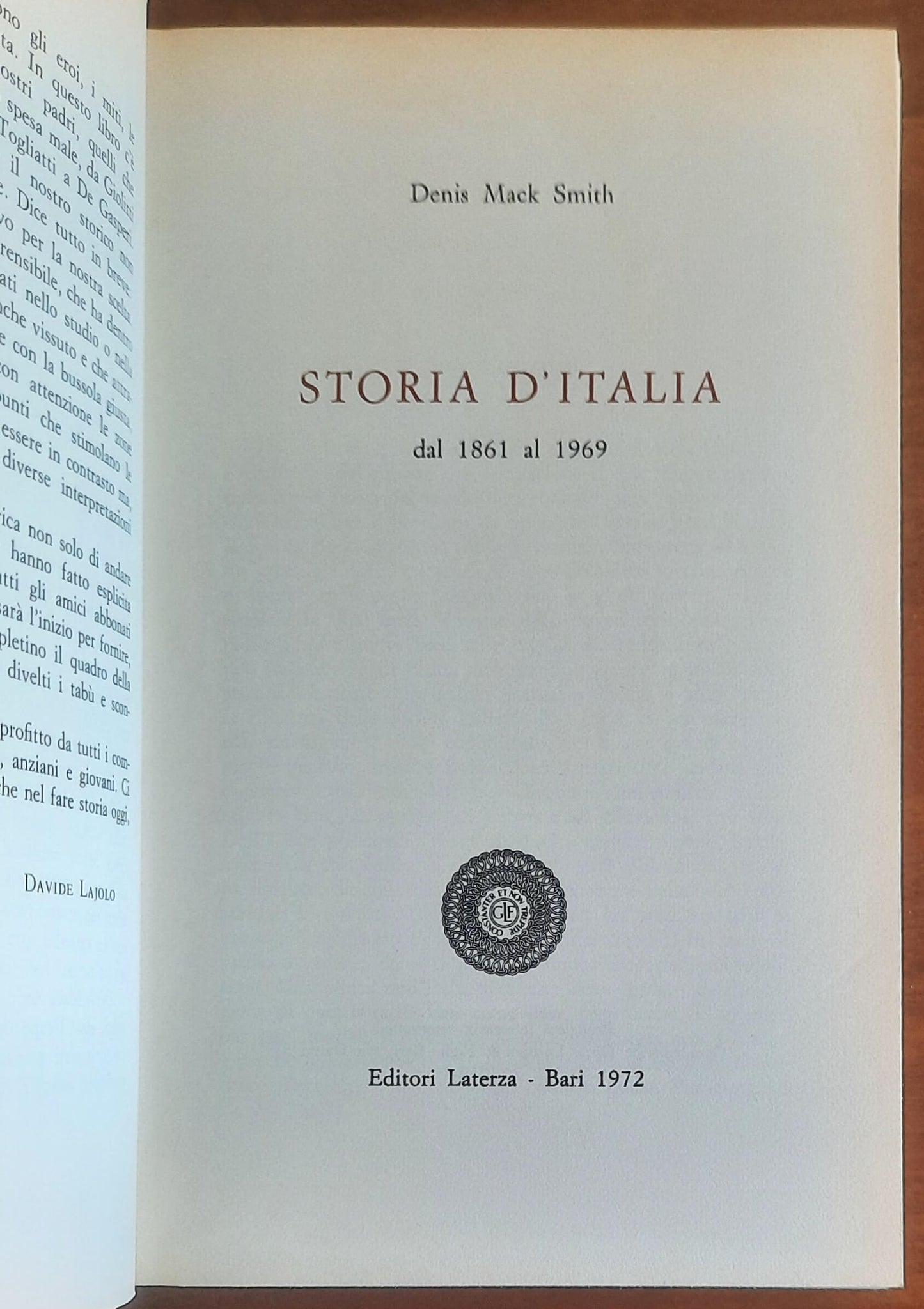 Storia d'Italia 1861-1969 - Denis Mack Smith - Editori Laterza