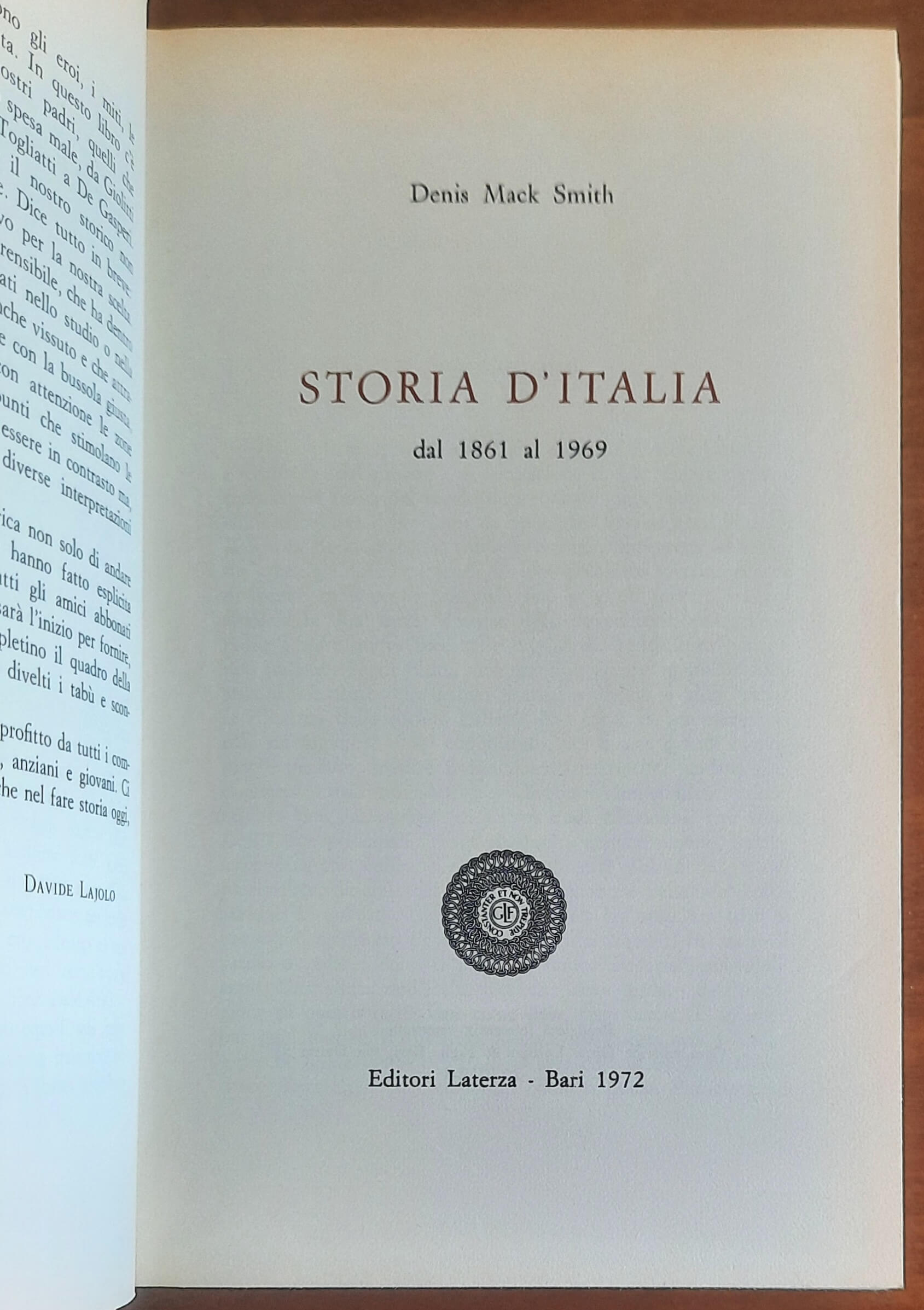 Storia d'Italia 1861-1969 - Denis Mack Smith - Editori Laterza