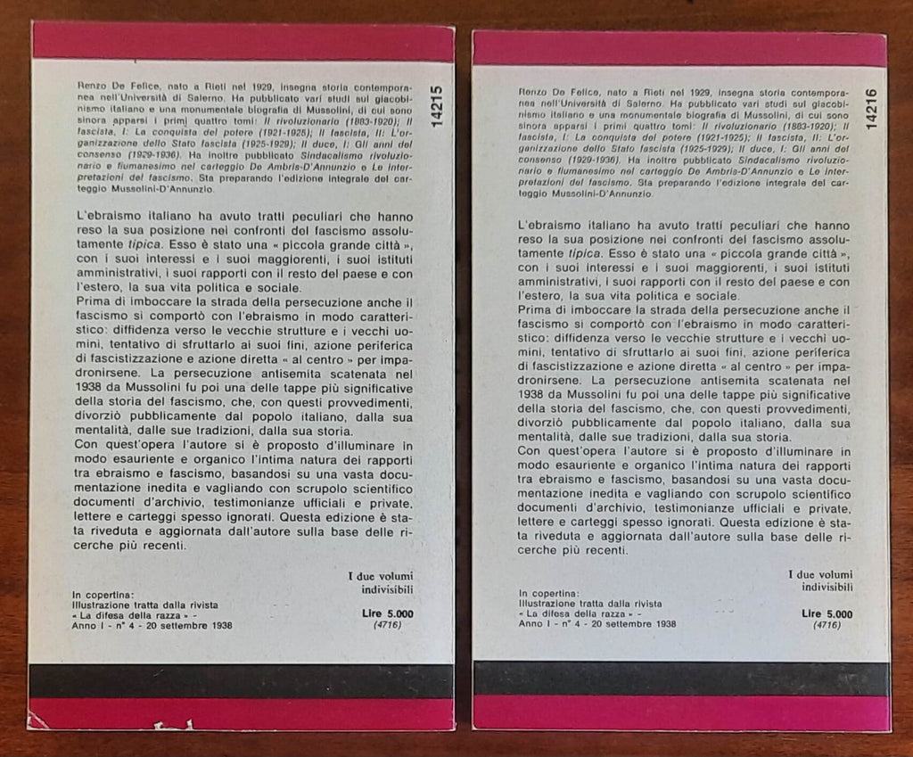 Storia degli ebrei italiani sotto il fascismo - 2 vol. - Mondadori Oscar