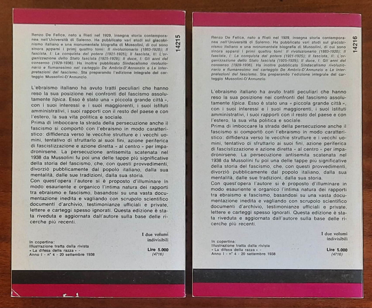 Storia degli ebrei italiani sotto il fascismo - 2 vol. - Mondadori Oscar
