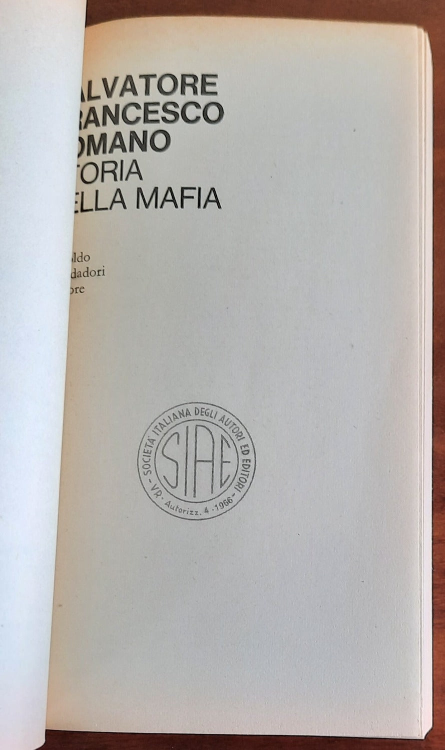 Storia della mafia - Mondadori - 1966